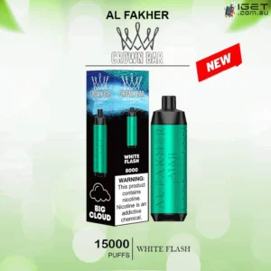 alfakher crown bar white flash 160000 puffs.webp