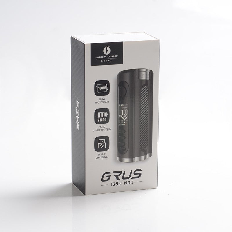authentic lost vape grus 100w tc vw vape box mod black carbon fiber 5100w 200600 f 100300 c 1 x 18650 20700 21700.jpg