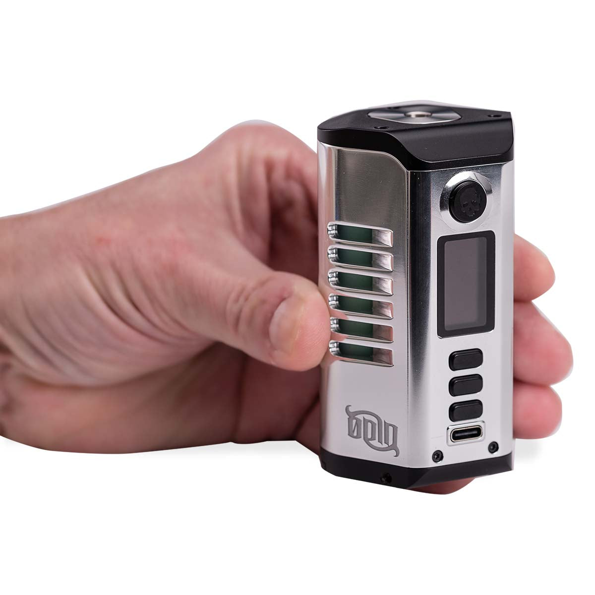 dovpo odin 200w silver vaporizer in hand.jpg