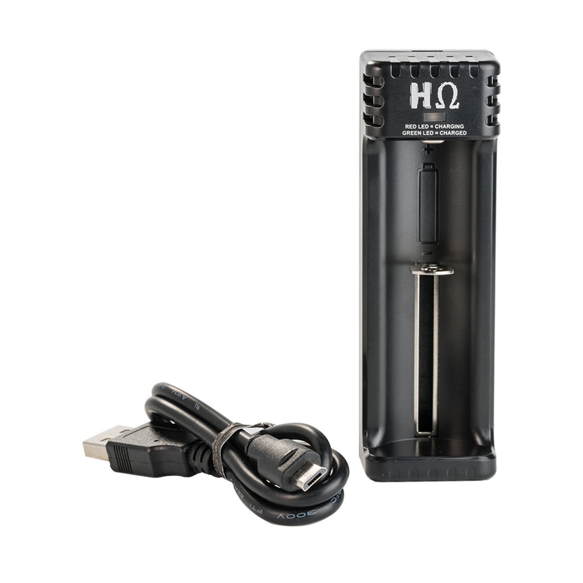 hohm tech school uno single battery charger front view with usb cable.jpg