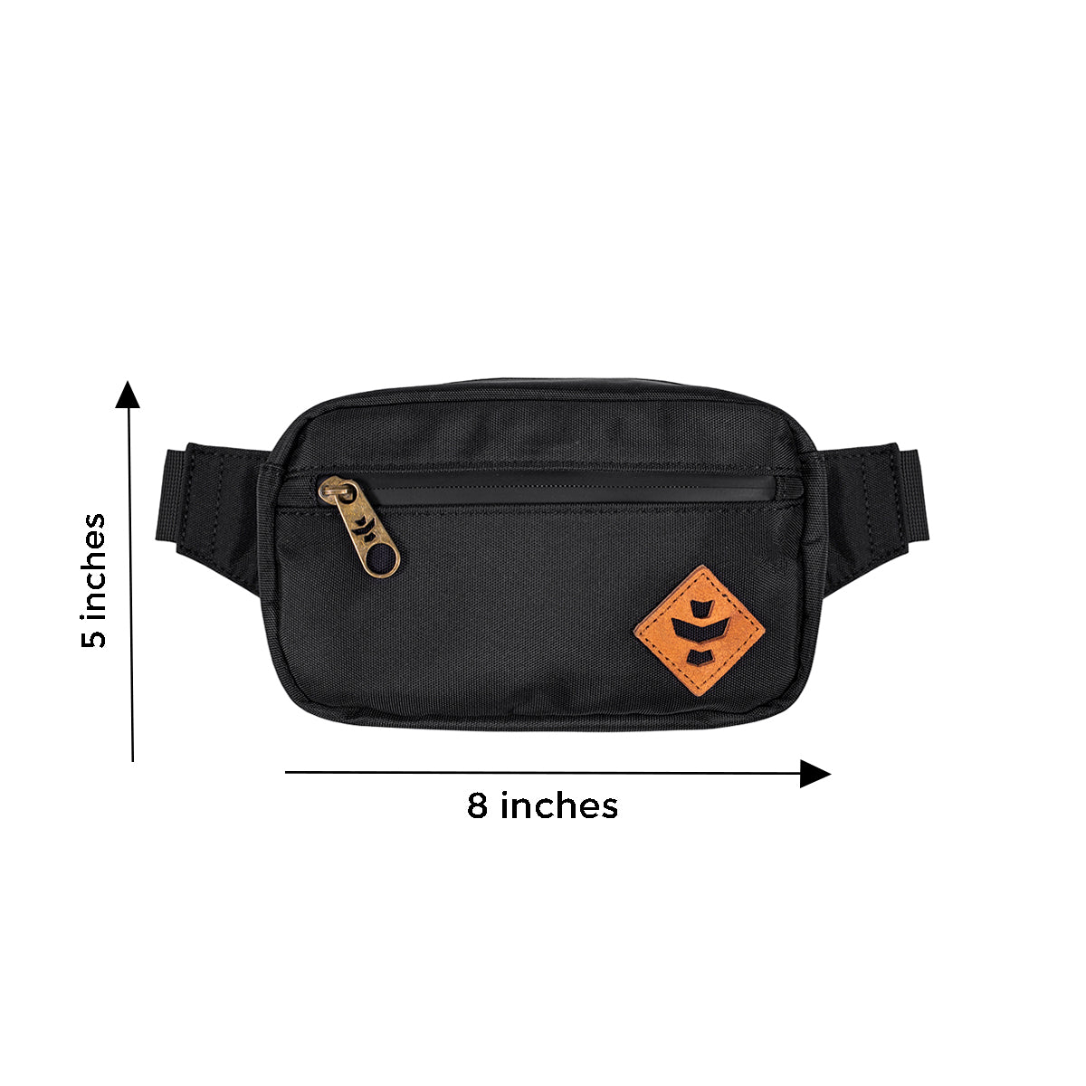 revelry the companion smell proof crossbody bag black front view measure.jpg