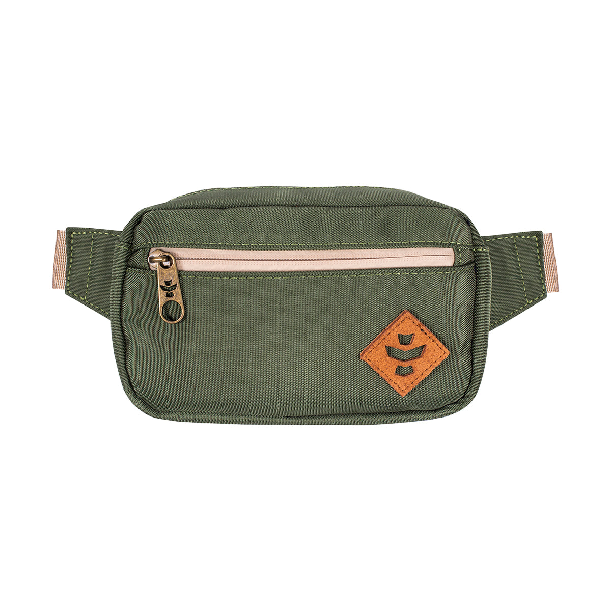 revelry the companion smell proof crossbody bag green front view.jpg