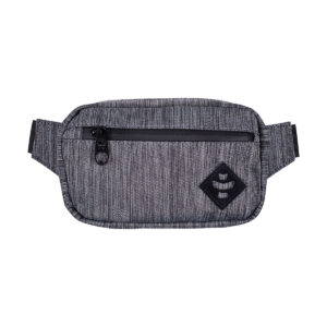 revelry the companion smell proof crossbody bag striped dark grey front view.jpg
