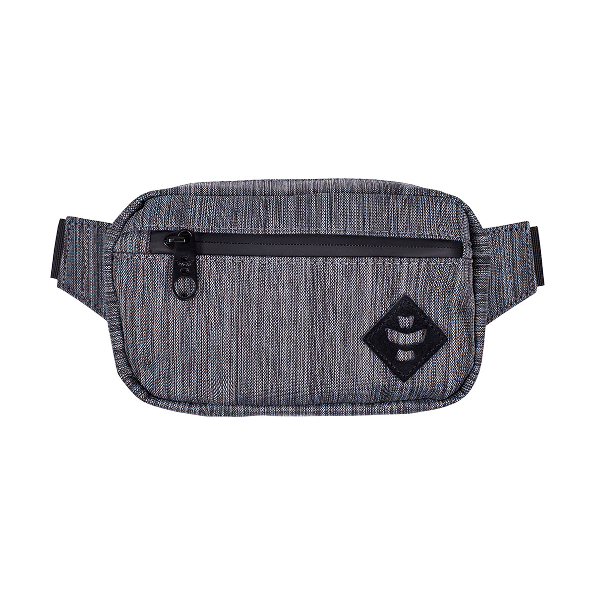 revelry the companion smell proof crossbody bag striped dark grey front view.jpg