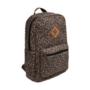 revelry the escort smell proof backpack leopard front view.jpg