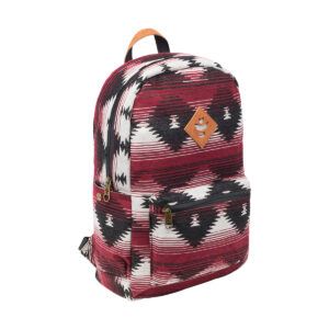 revelry the escort smell proof backpack maroon pattern front view.jpg