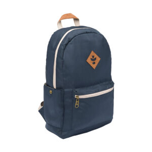 revelry the escort smell proof backpack navy blue front view.jpg