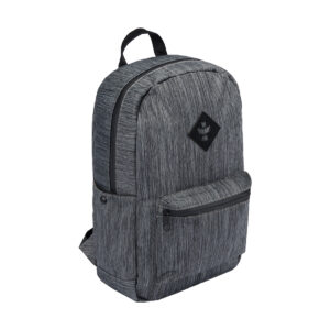 revelry the escort smell proof backpack striped dark grey front view.jpg