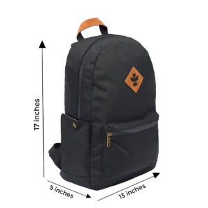 revelry the escort the smellproof backpack black front view measure.jpg