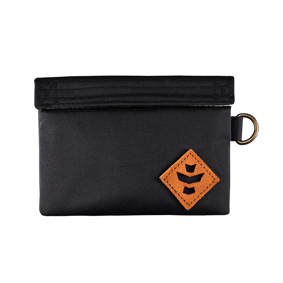 revelry the mini confidant smell proof small stash bag black front view.jpg