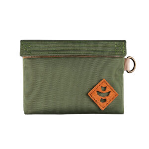 revelry the mini confidant smell proof small stash bag green front view.jpg