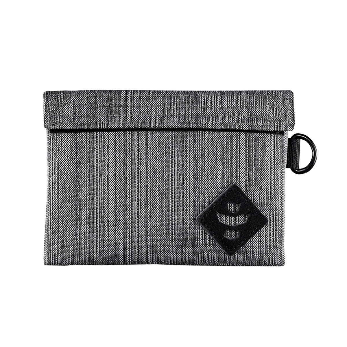 revelry the mini confidant smell proof small stash bag striped dark grey front view.jpg