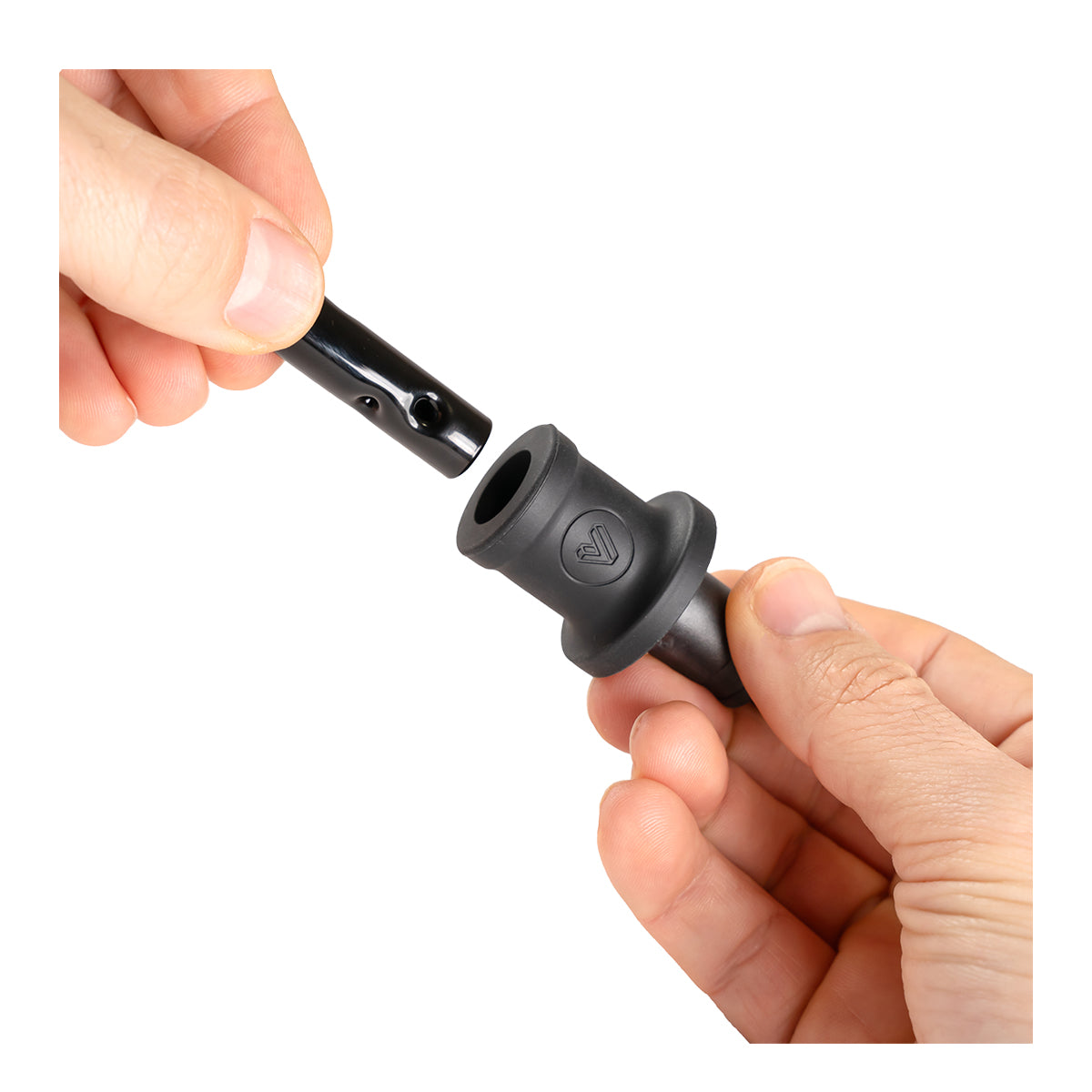 volcano glass adapter in hand view with dimpled stem.jpg