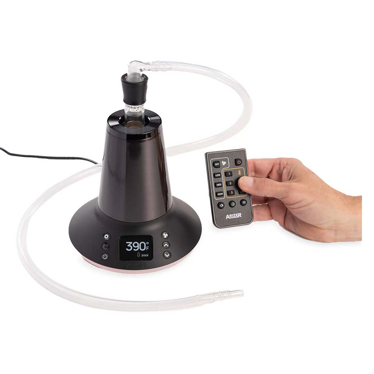 xq2 vaporizer by arizer remote in hand.jpg